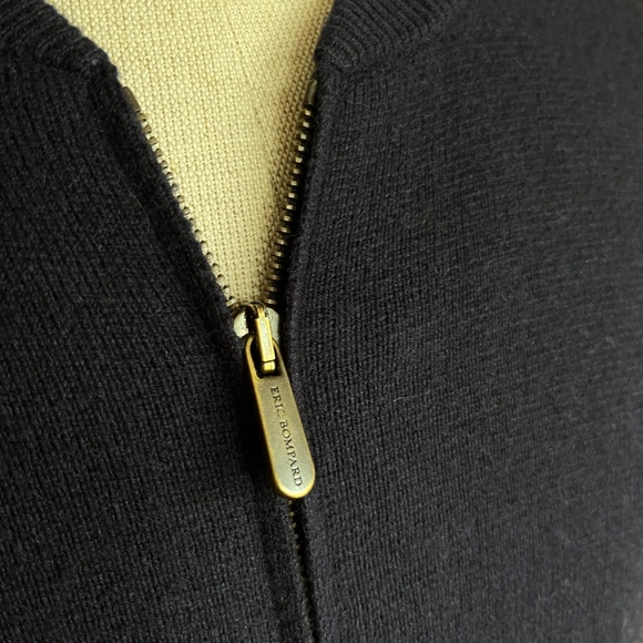 Eric Bompard 100% Cashmere 2-ply Zip Cardigan Navy Blue Pockets $610 - Picture 6 of 8